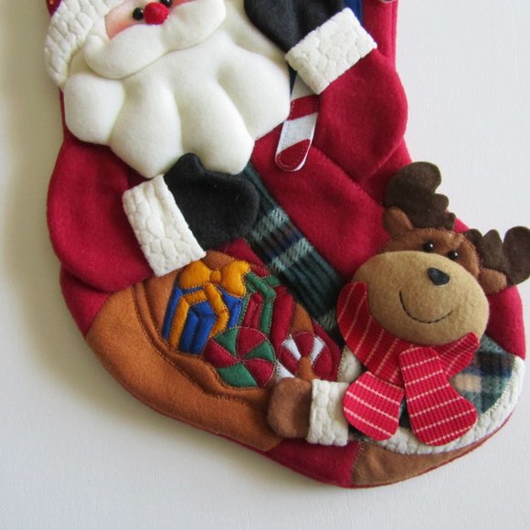 Jingles & Joy 3D Santa & Reindeer Decorative Christmas Stocking Christmas Home - Picture 4 of 12